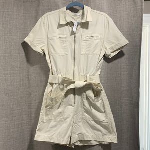 GAP Cream Short Sleeve Jumpsuit